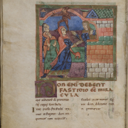 Vie de Sainte Radegonde - Radegonde délivre du démon la possédée Fraifrède. Initiale N(on)